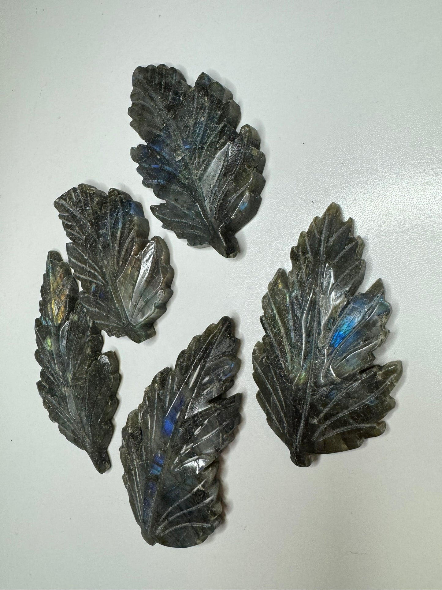 Labradorite Leaf Carving