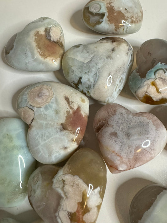 Flower Agate Hearts