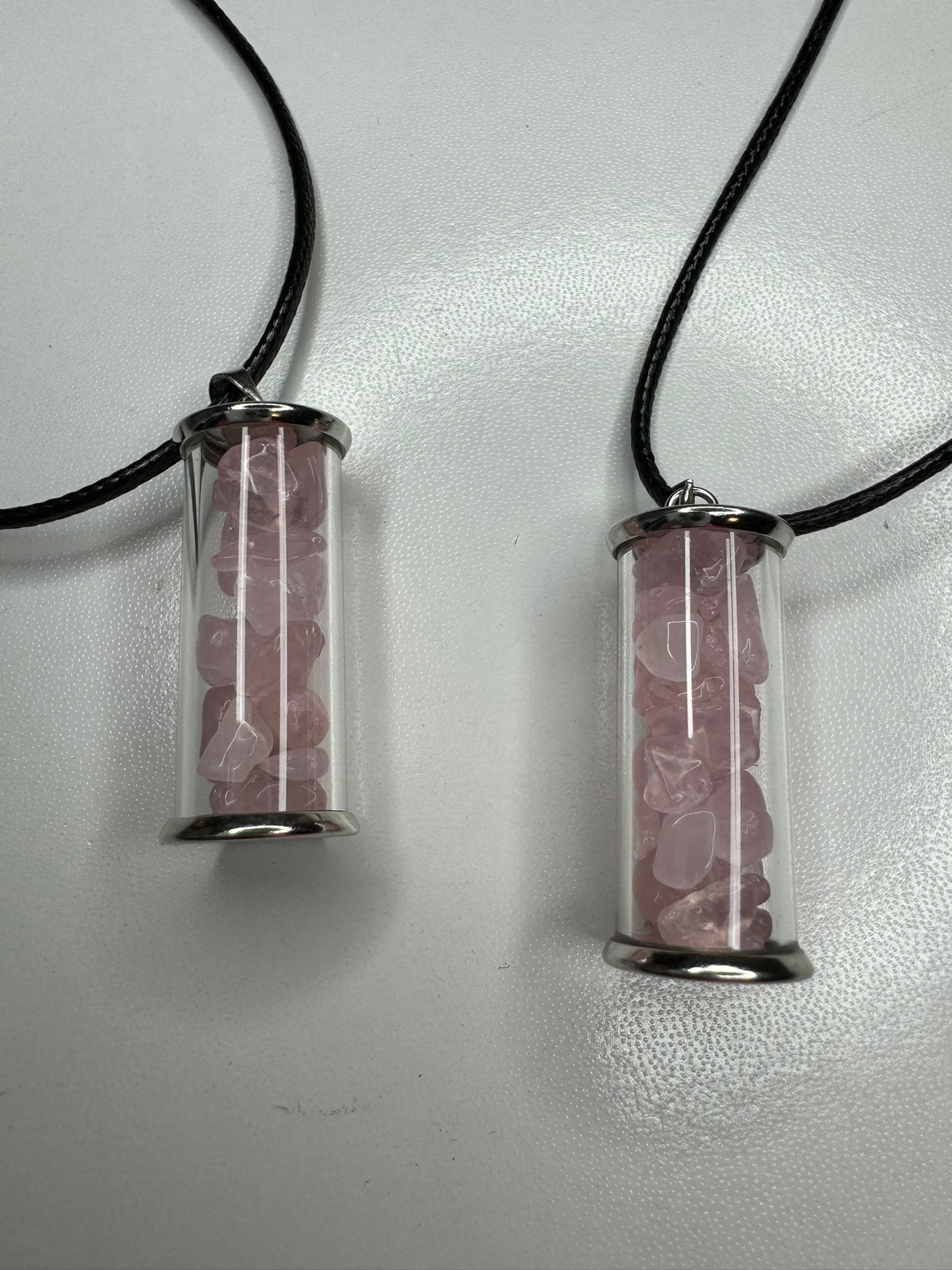 Rose Quartz Chip Bottle Necklace