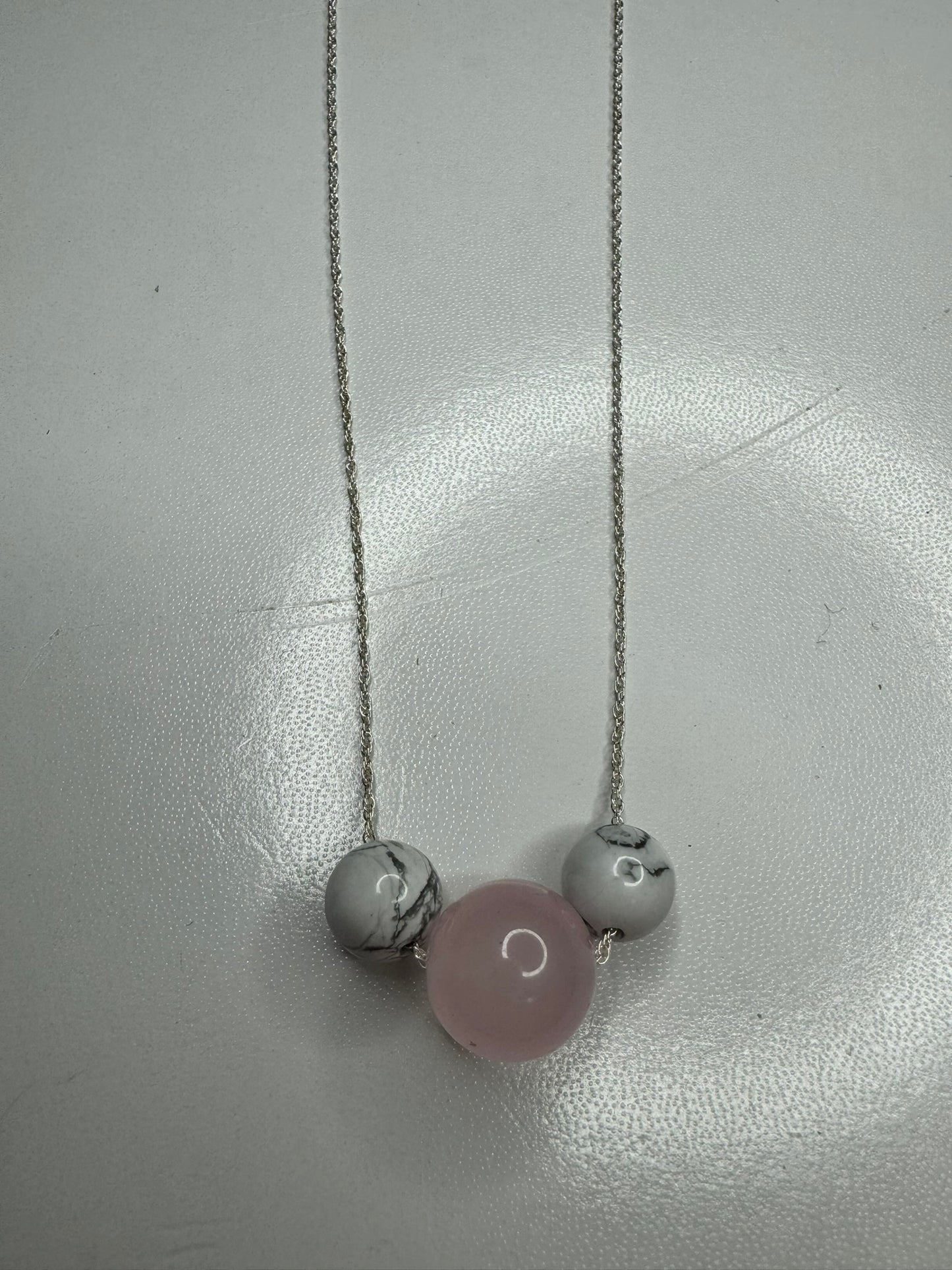 Rose Quartz and Howlite Floating Necklace