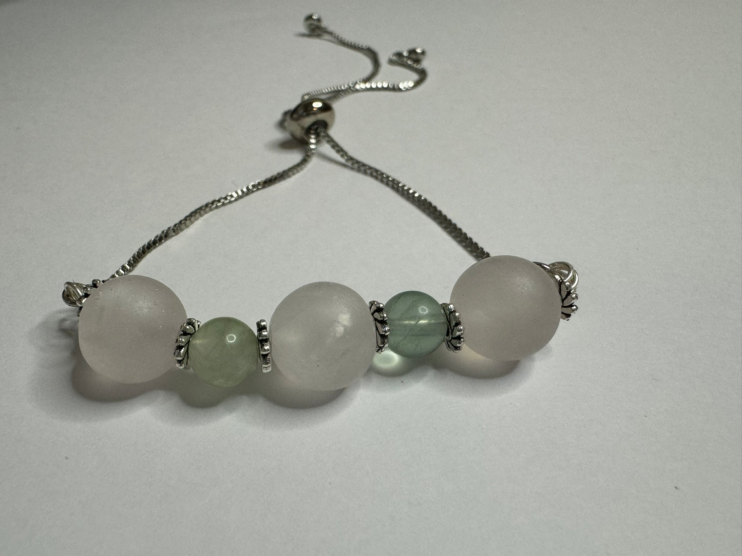 Rose Quartz and Fluorite Slide Bracelet