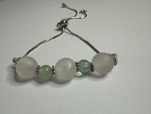 Rose Quartz and Fluorite Slide Bracelet