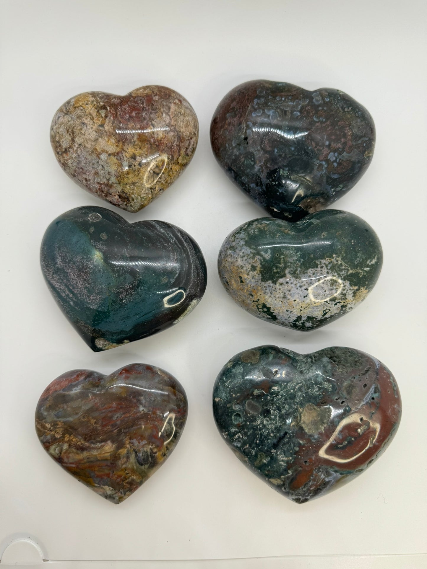 Ocean Jasper Puffy Hearts - Large