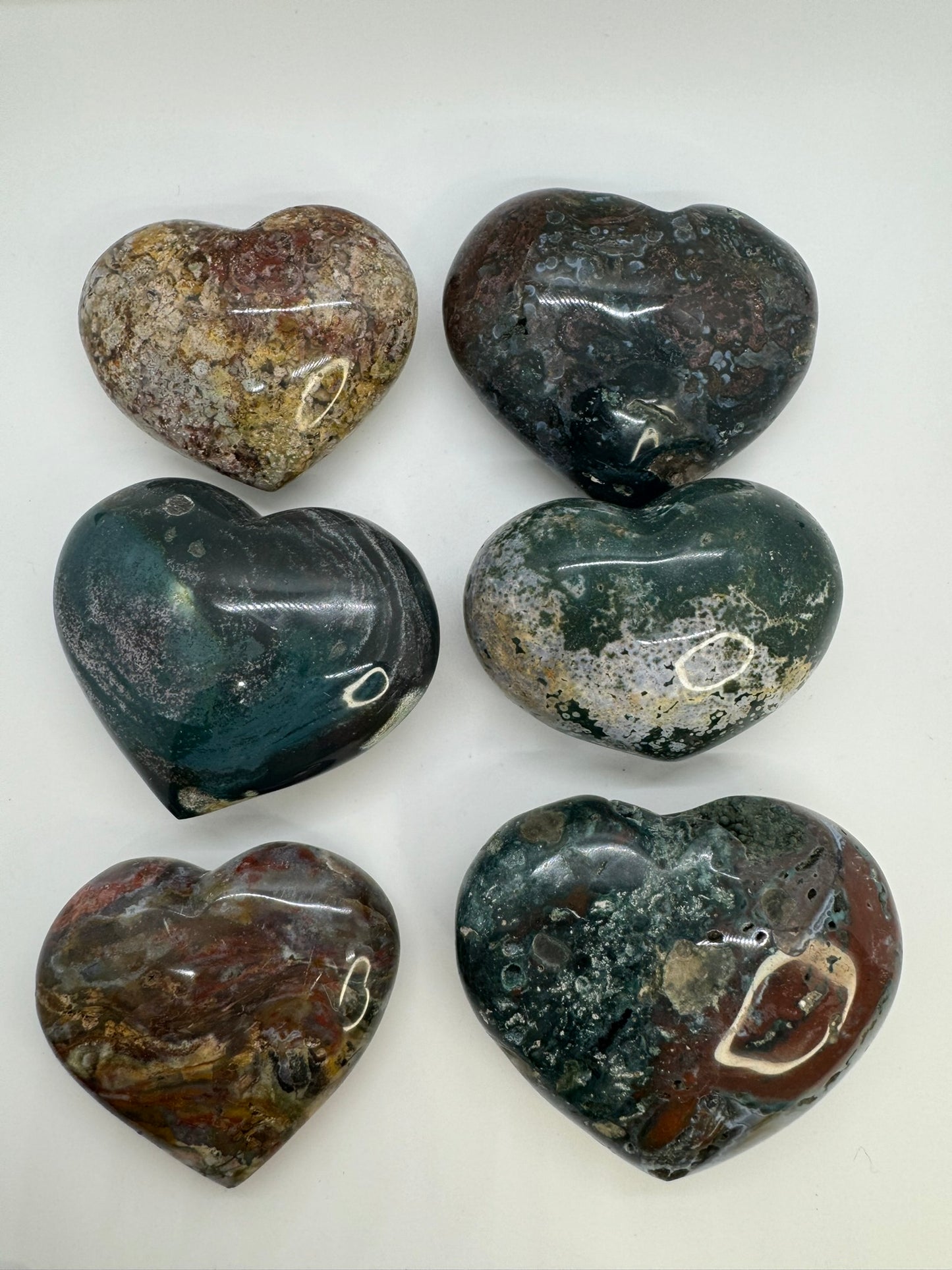 Ocean Jasper Puffy Hearts - Large