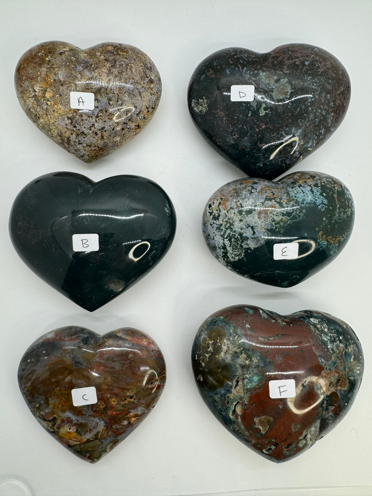 Ocean Jasper Puffy Hearts - Large