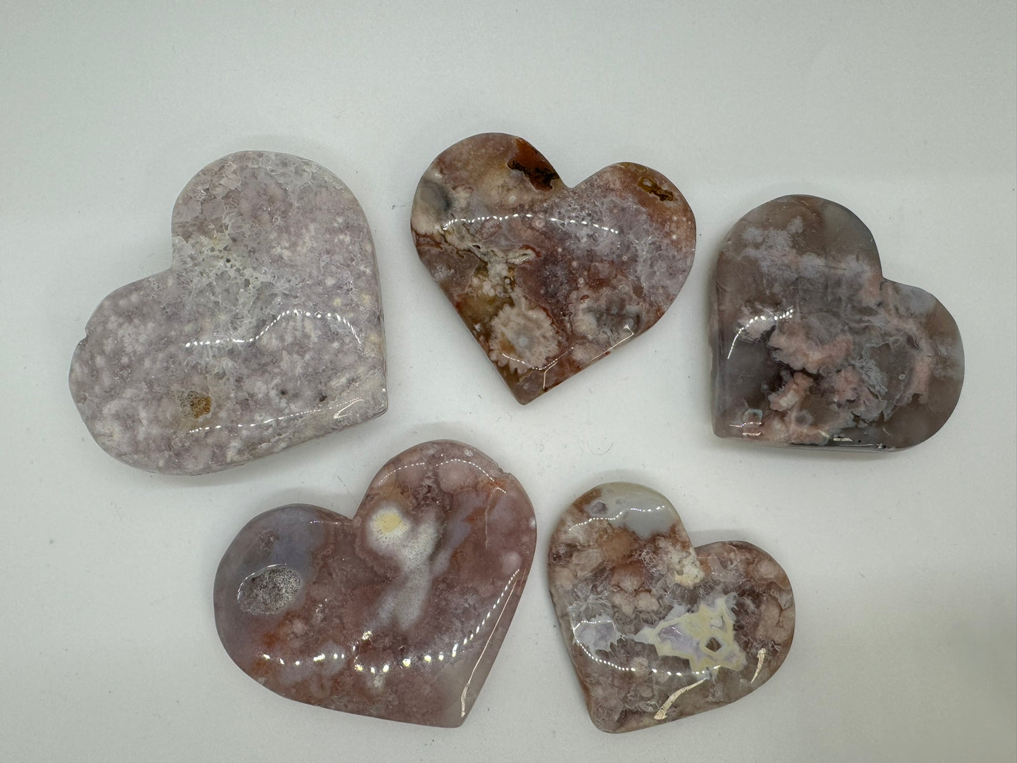 Pink Amethyst Flower Agate Hearts