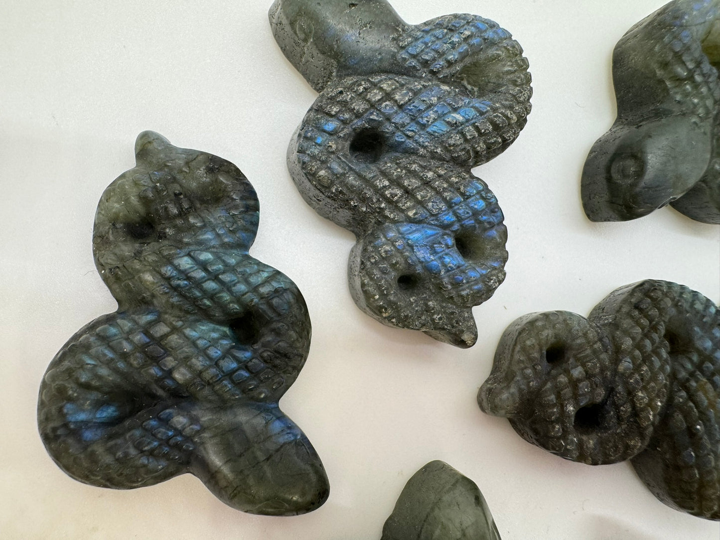 Labradorite Snake Carvings