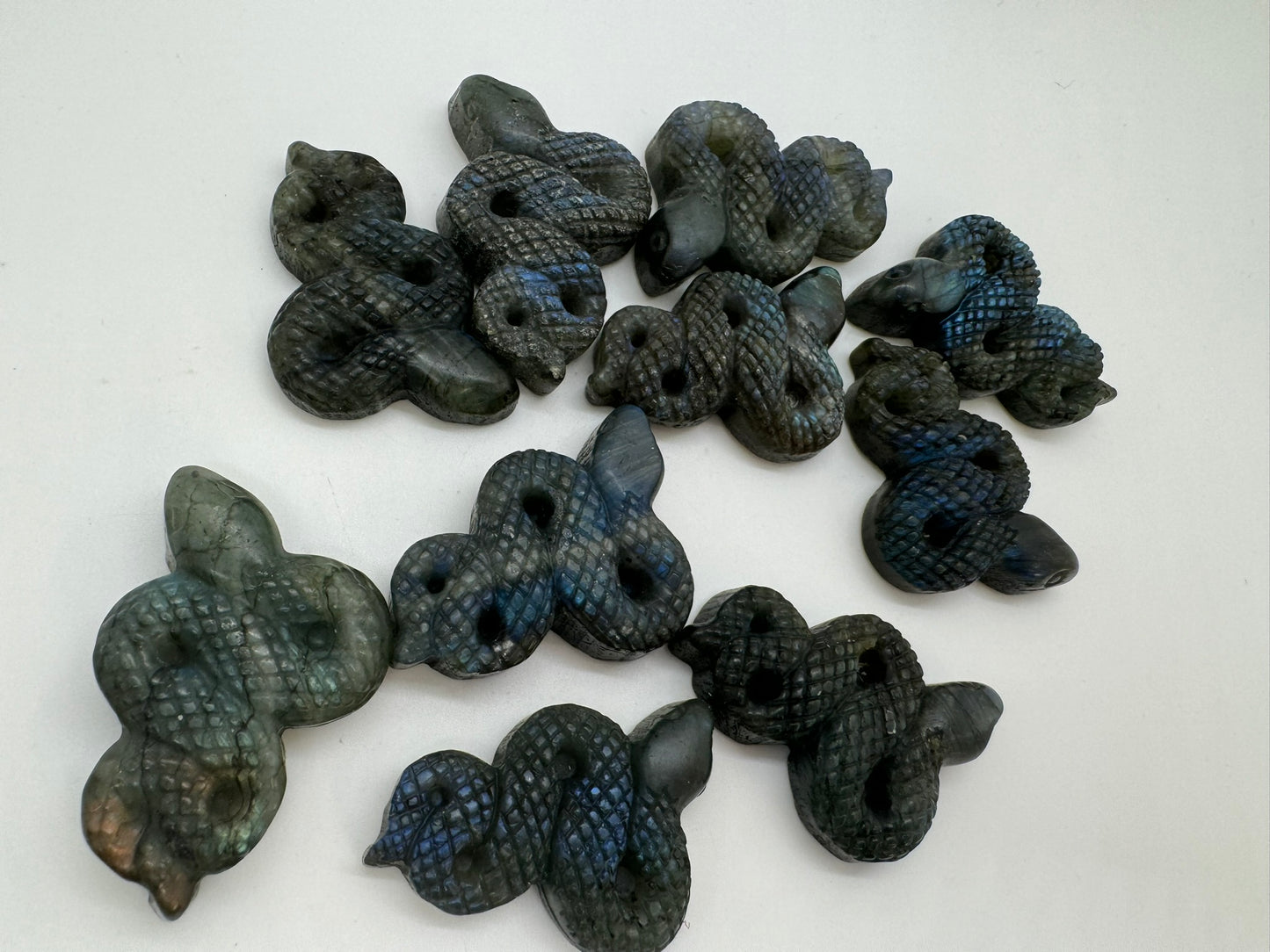 Labradorite Snake Carvings