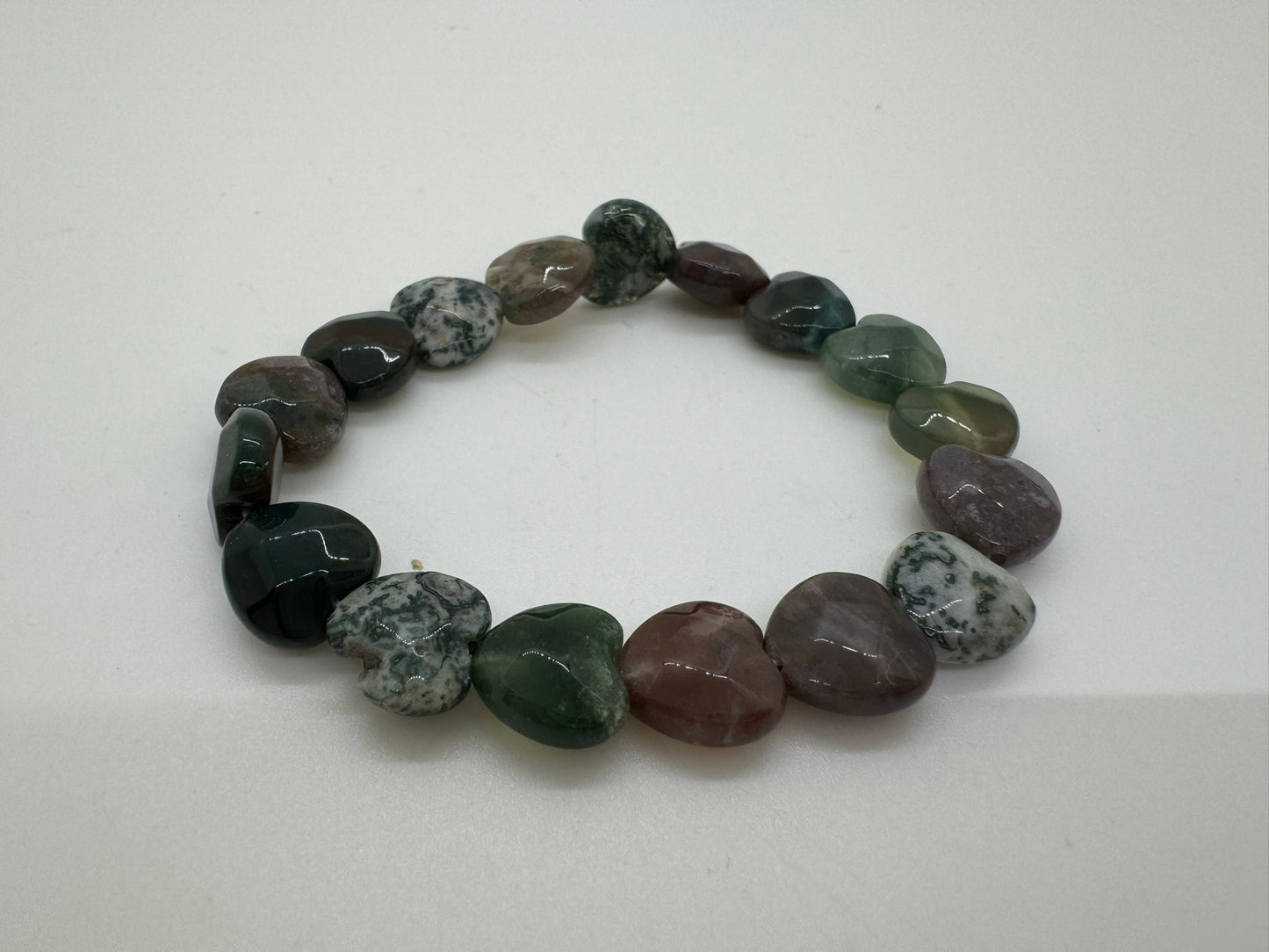 Indian Agate Heart Stretch Bracelet