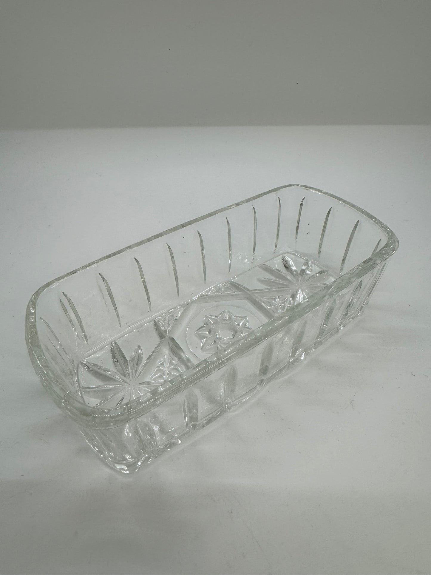 Vintage Cut Glass Rectangle Dish