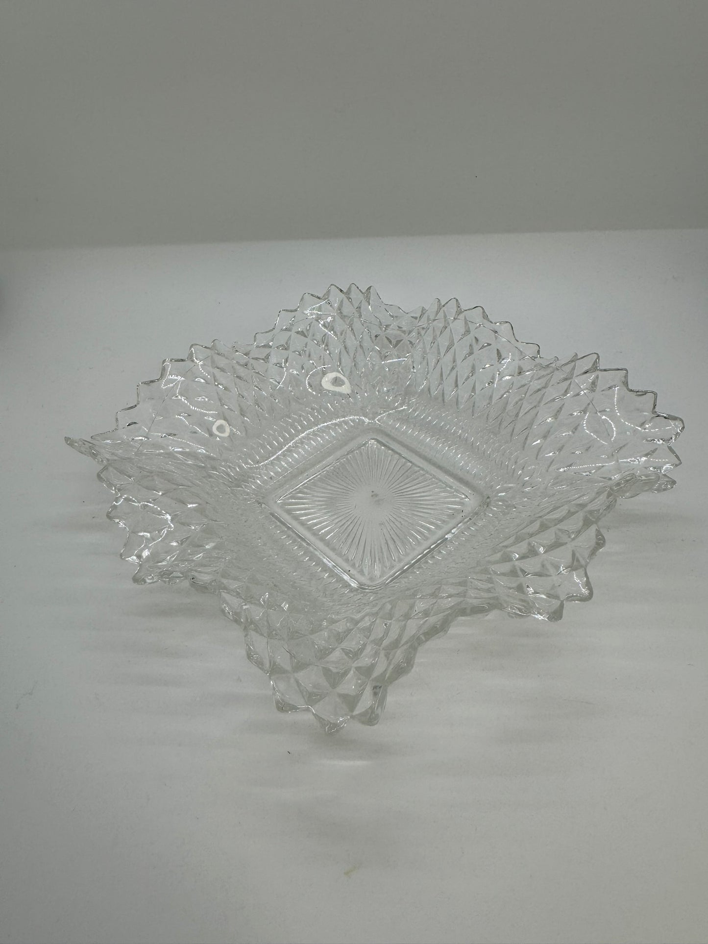 Vintage Cut Glass Square Bowl