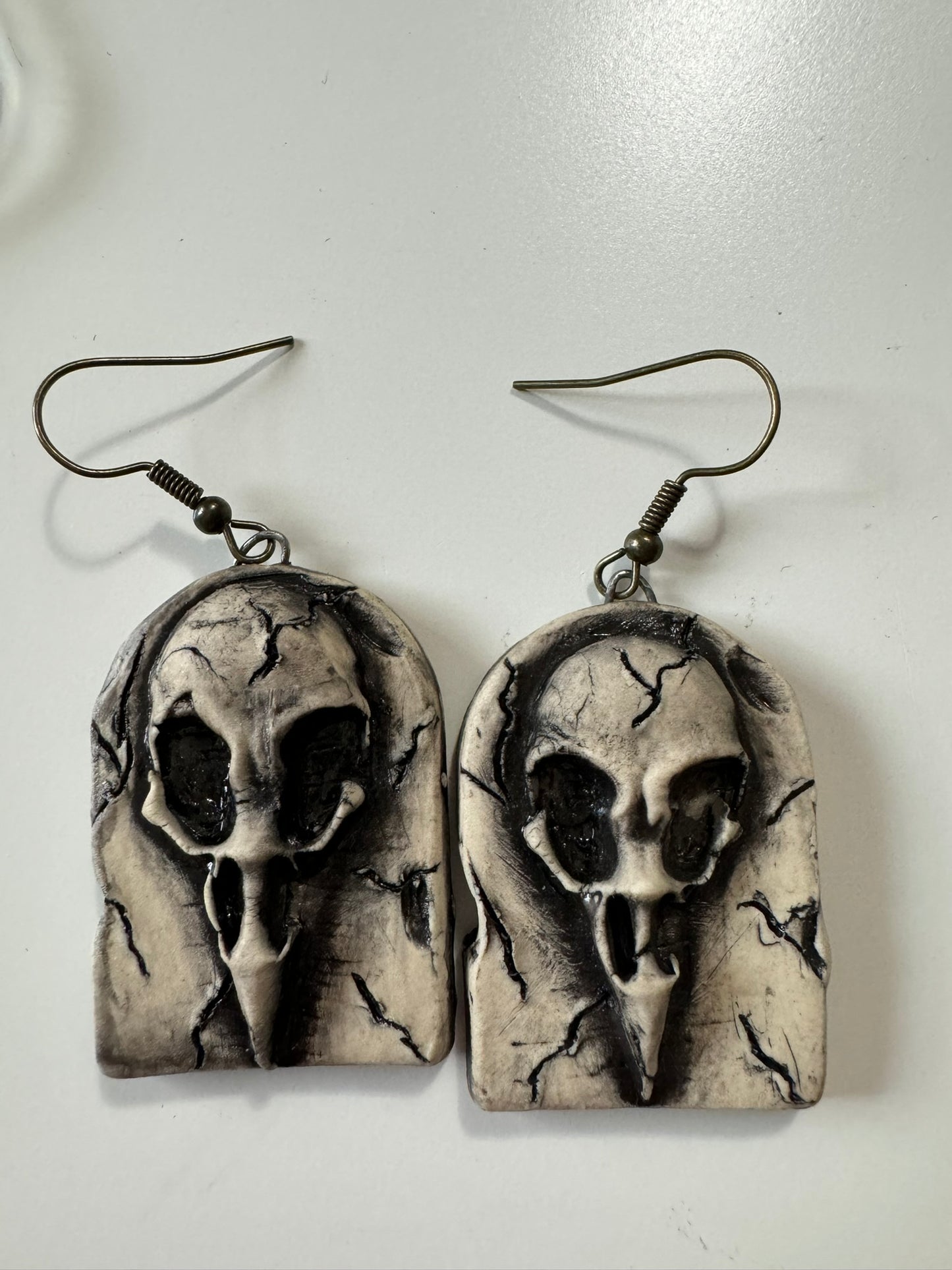 Ceramic Bird Skull Earrings