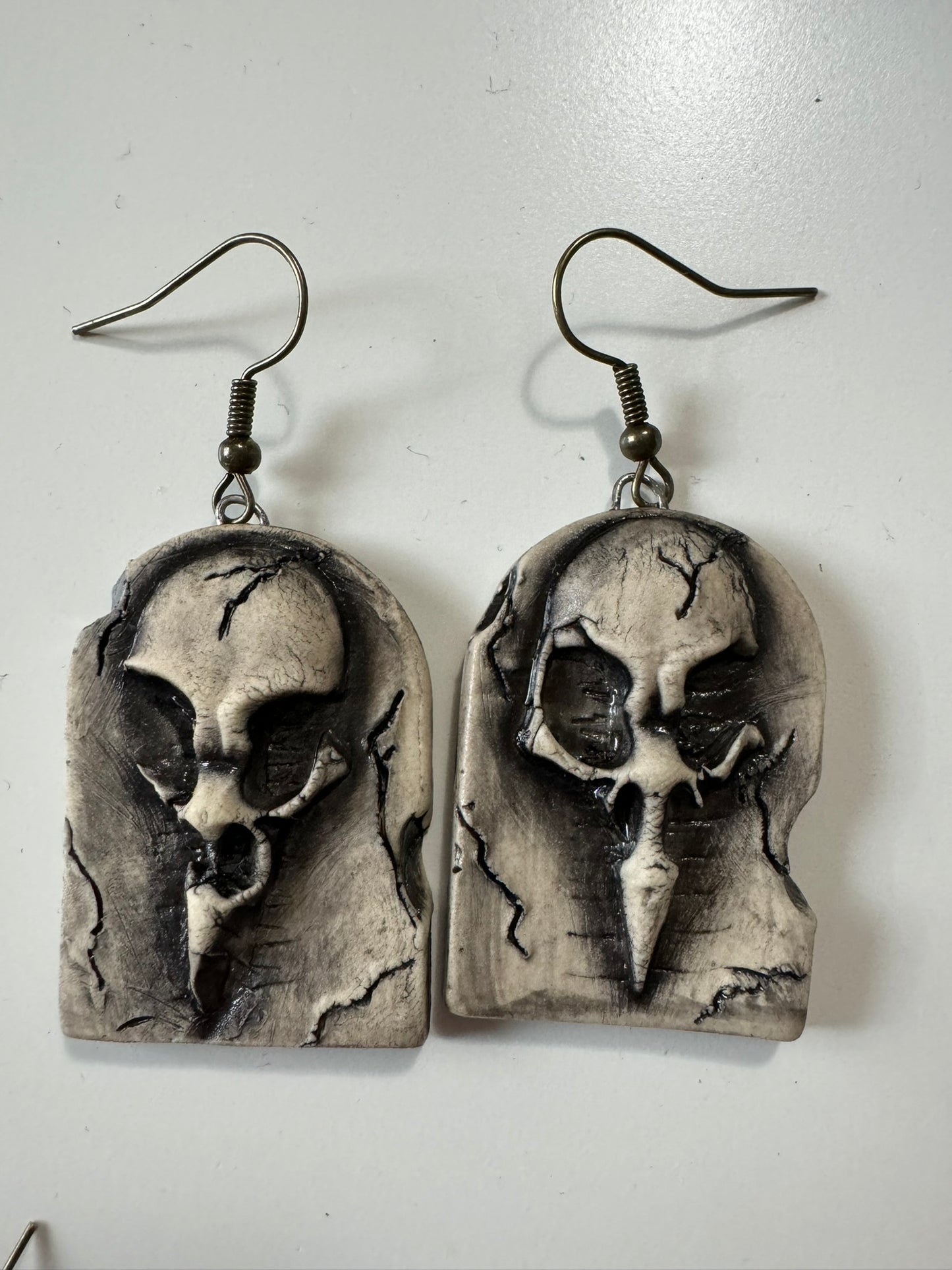 Ceramic Bird Skull Earrings