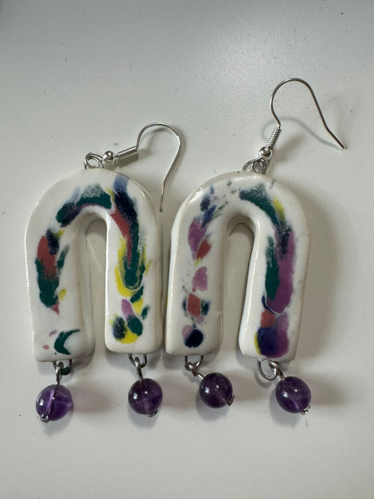 Ceramic Earrings - Amethyst