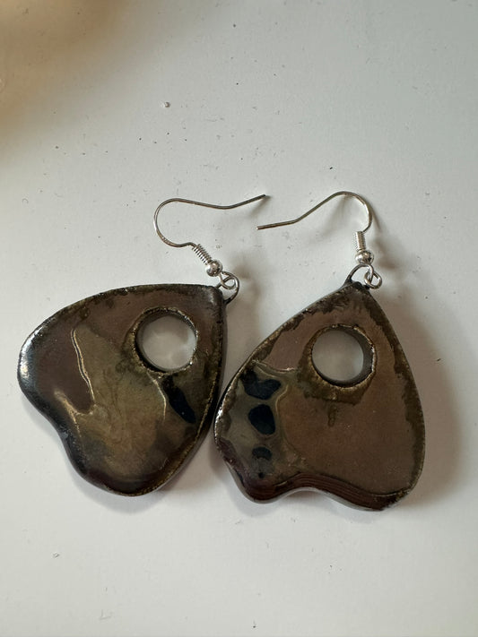 Ceramic Planchette Earrings - Dark Chrome