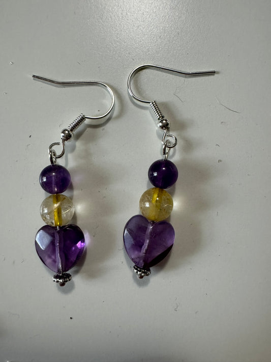 Amethyst and Golden Rutile Earrings